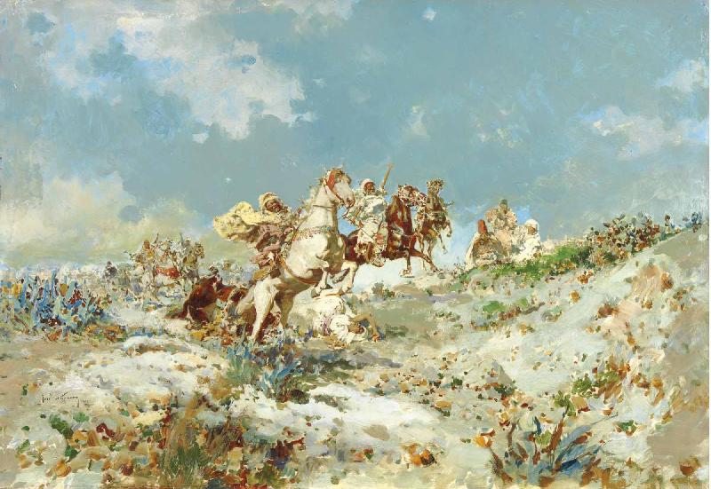 Jose Aparicio Inglada Arabs on horseback oil painting picture
